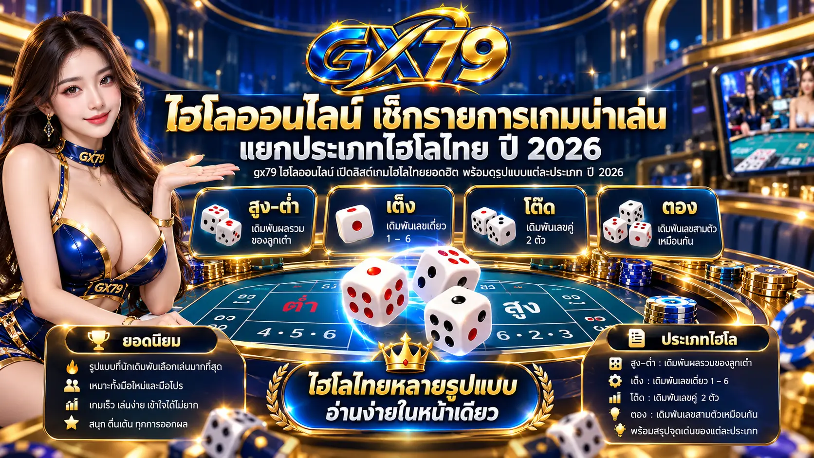 gx79 ไฮโลออนไลน์ เช็กรายการเกมน่าเล่น แยกประเภทไฮโลไทย ปี 2026